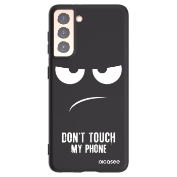 Picasee silikonowe czarne etui na Samsung Galaxy S21 5G G991B - Don't Touch My Phone