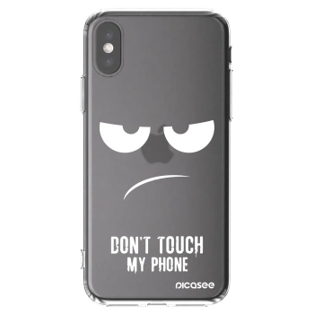 Picasee silikonowe przeźroczyste etui na Apple iPhone X/XS - Don't Touch My Phone