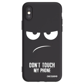 Picasee silikonowe czarne etui na Apple iPhone X/XS - Don't Touch My Phone