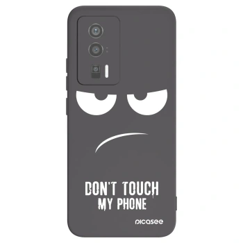 Picasee silikonowe czarne etui na Xiaomi Poco F5 Pro 5G - Don't Touch My Phone