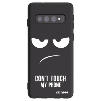 Picasee silikonowe czarne etui na Samsung Galaxy S10 G973 - Don't Touch My Phone
