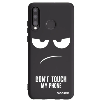 Picasee silikonowe czarne etui na Huawei P30 Lite - Don't Touch My Phone