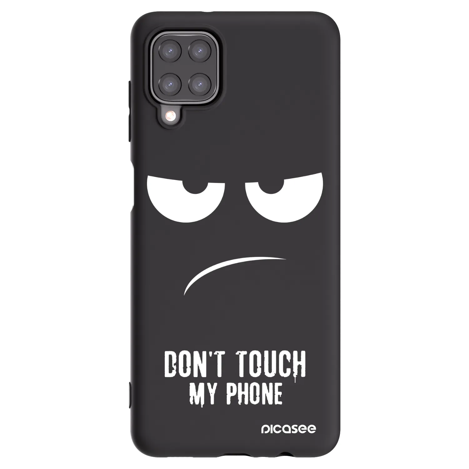 Picasee silikonowe czarne etui na Samsung Galaxy A12 A125F - Don't Touch My Phone