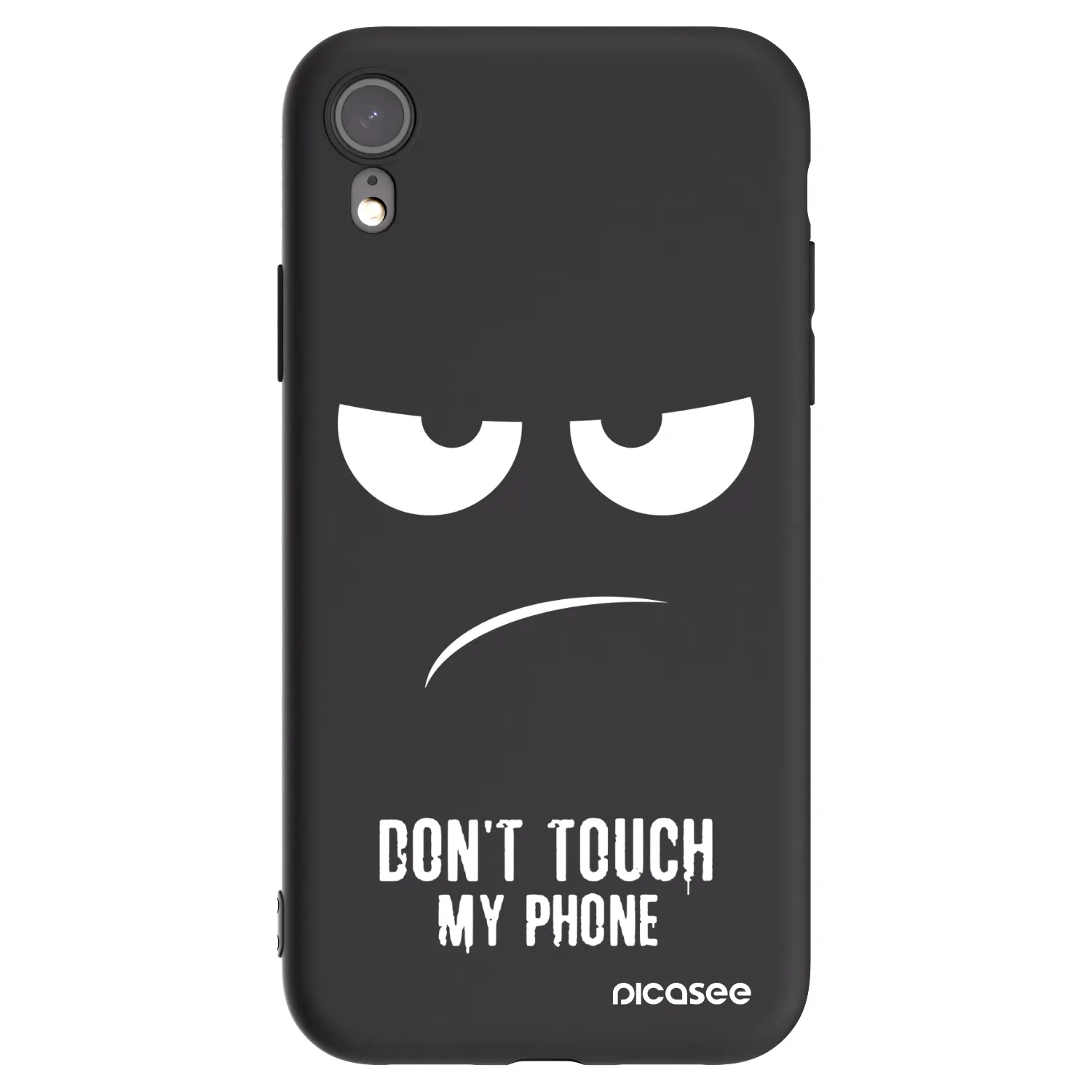 Picasee silikonowe czarne etui na Apple iPhone XR - Don't Touch My Phone