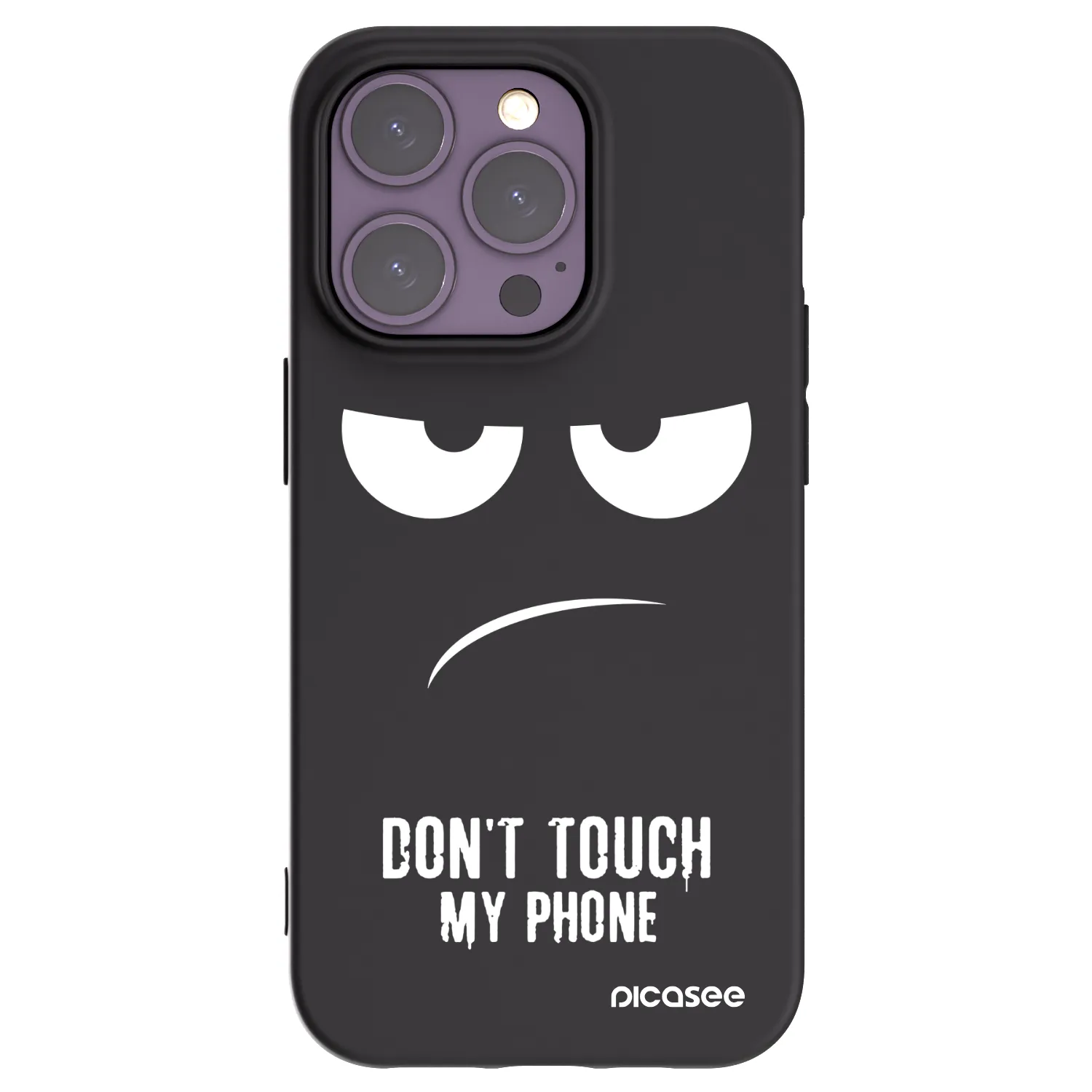 Picasee silikonowe czarne etui na Apple iPhone 14 Pro - Don't Touch My Phone
