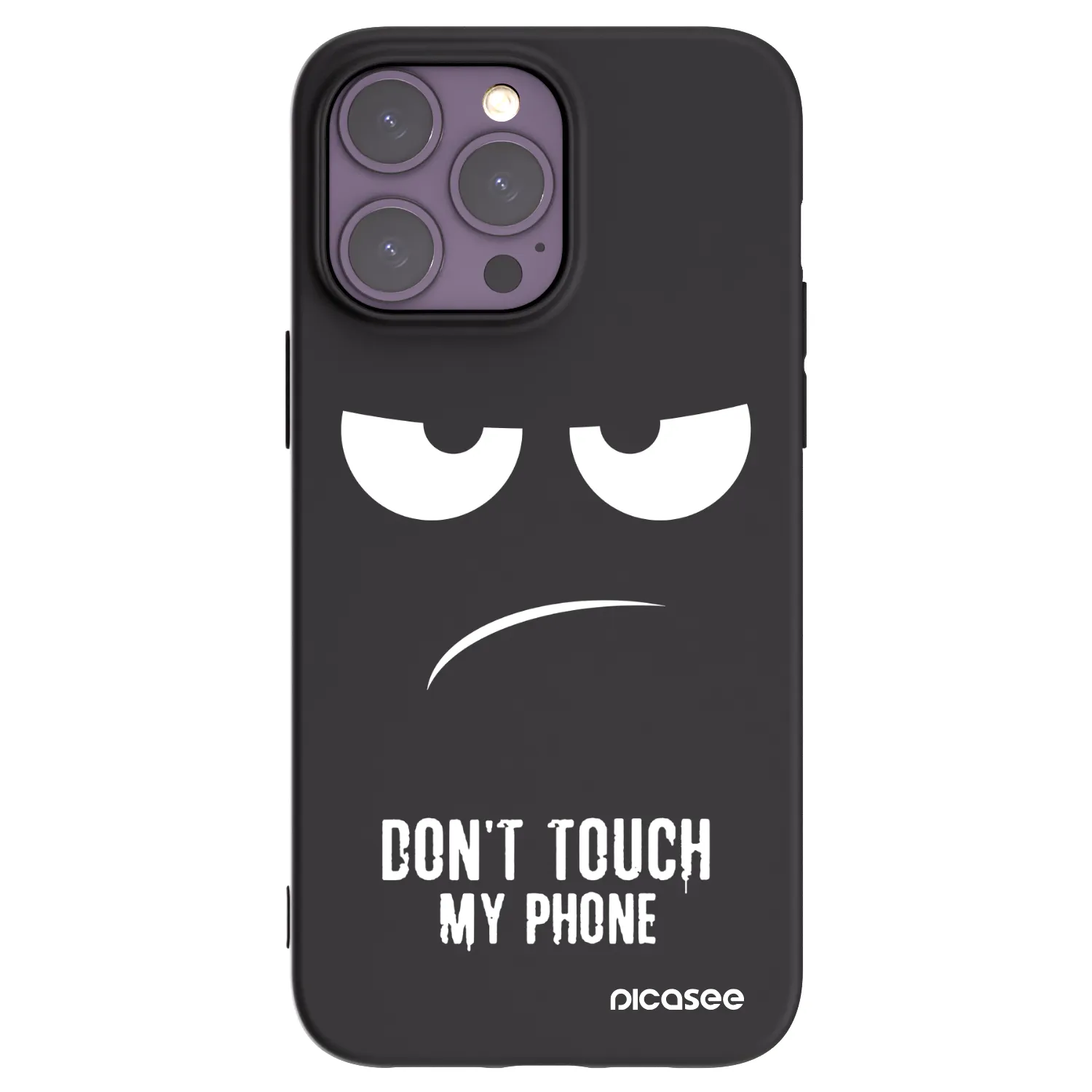 Picasee silikonowe czarne etui na Apple iPhone 14 Pro Max - Don't Touch My Phone