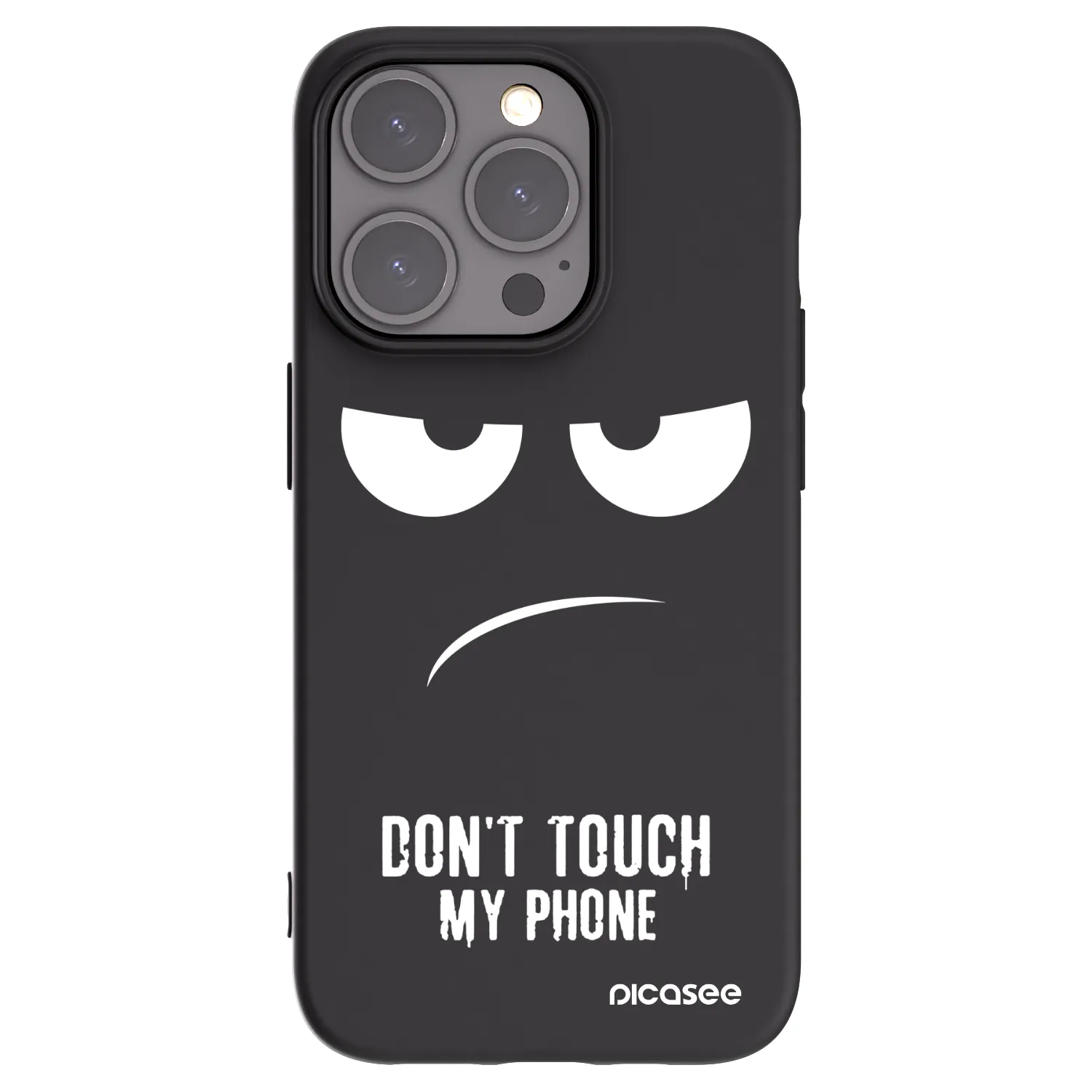 Picasee silikonowe czarne etui na Apple iPhone 15 Pro - Don't Touch My Phone