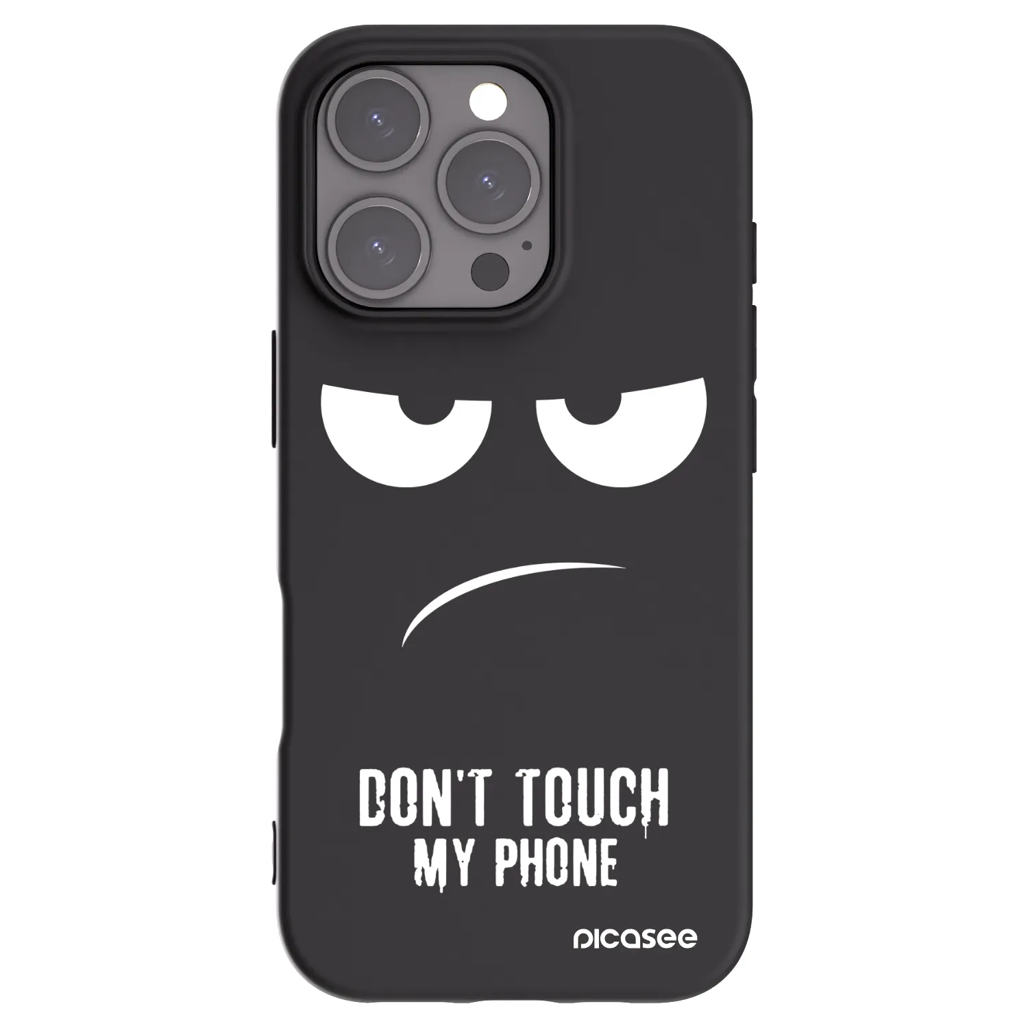 Picasee silikonowe czarne etui na Apple iPhone 16 Pro - Don't Touch My Phone