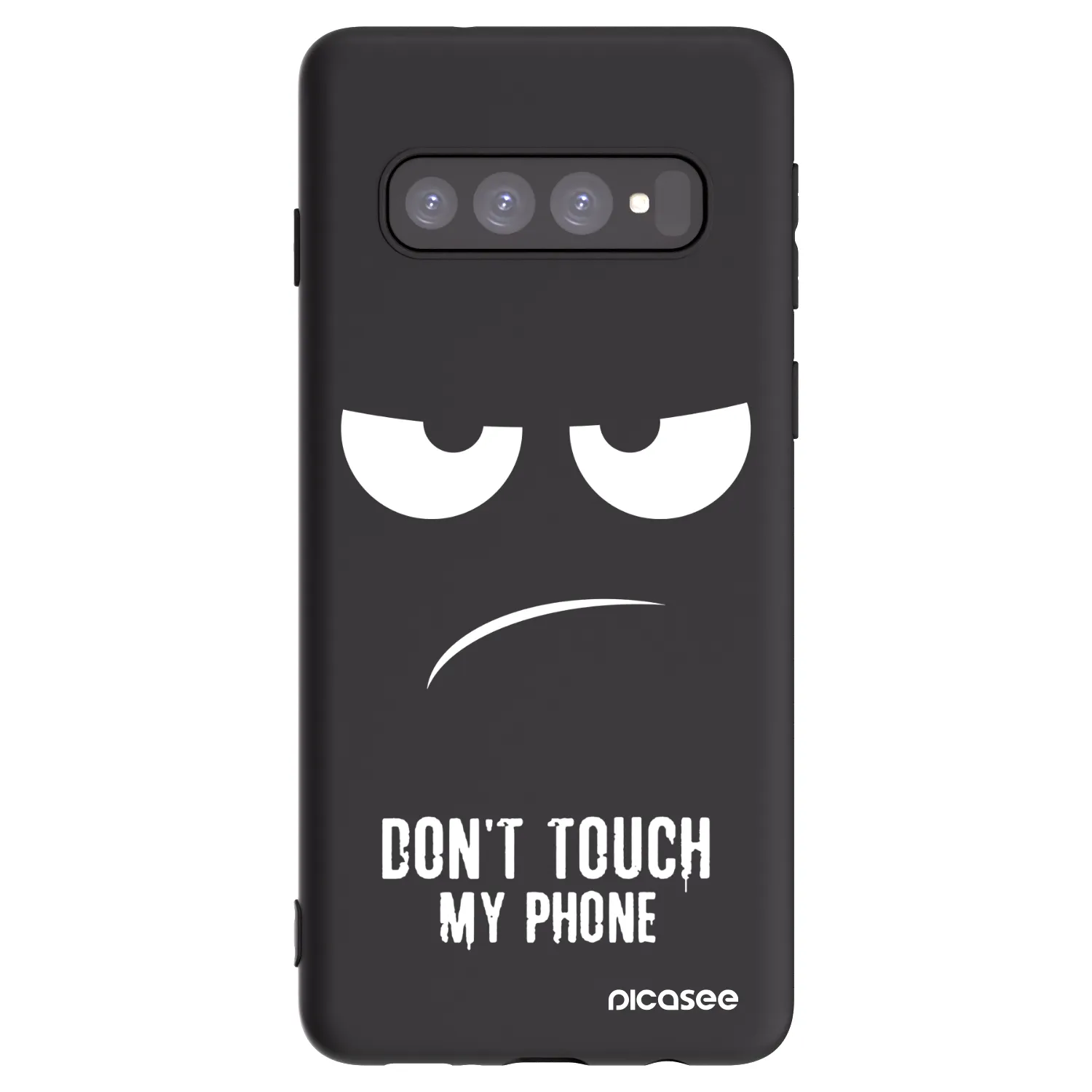 Picasee silikonowe czarne etui na Samsung Galaxy S10 G973 - Don't Touch My Phone
