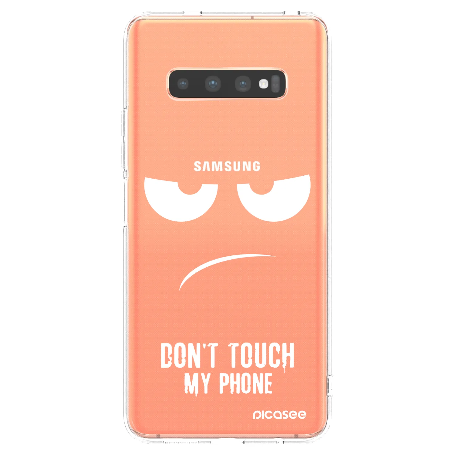 Picasee silikonowe przeźroczyste etui na Samsung Galaxy S10 Plus G975 - Don't Touch My Phone
