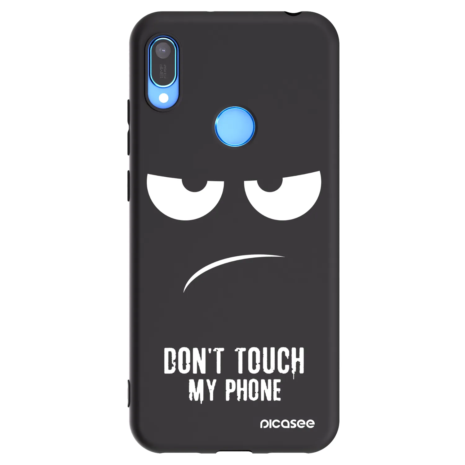 Picasee silikonowe czarne etui na Huawei Y6 2019 - Don't Touch My Phone
