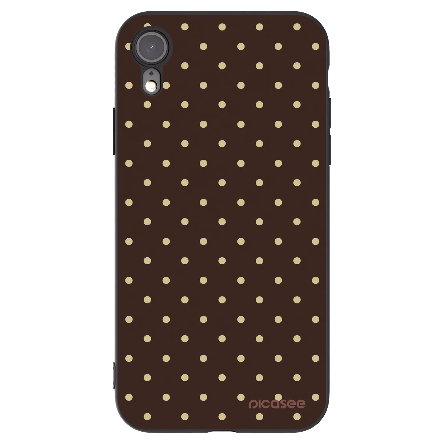 Picasee silikonowe czarne etui na Apple iPhone XR - Vanilla Dots & Chocolate