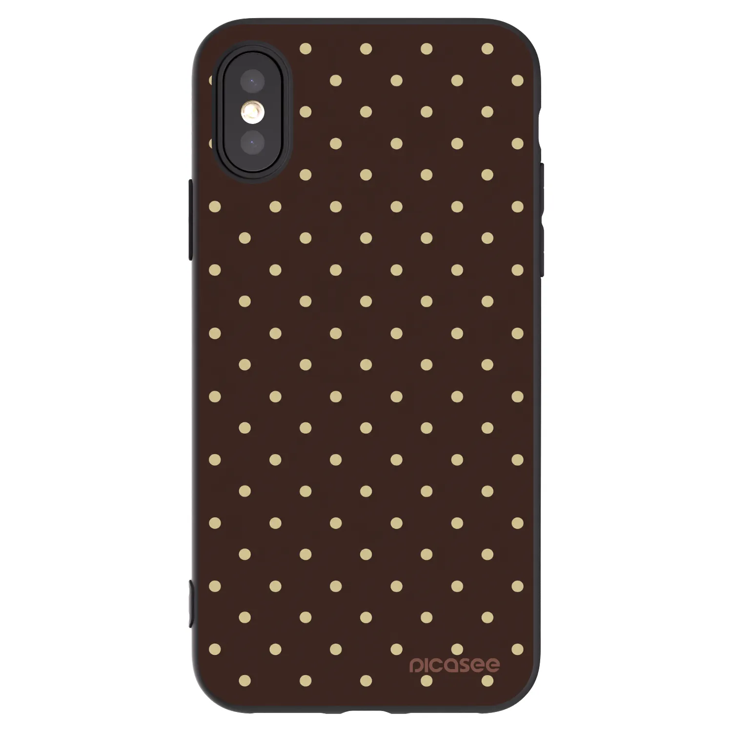 Picasee silikonowe czarne etui na Apple iPhone X/XS - Vanilla Dots & Chocolate