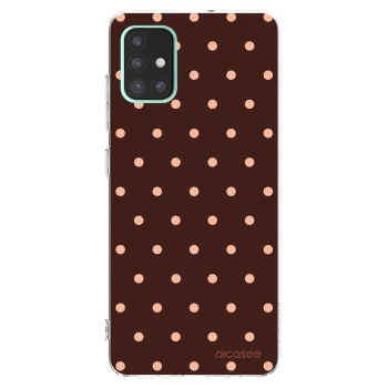 Picasee silikonowe przeźroczyste etui na Samsung Galaxy A51 A515F - Peach Dots & Chocolate
