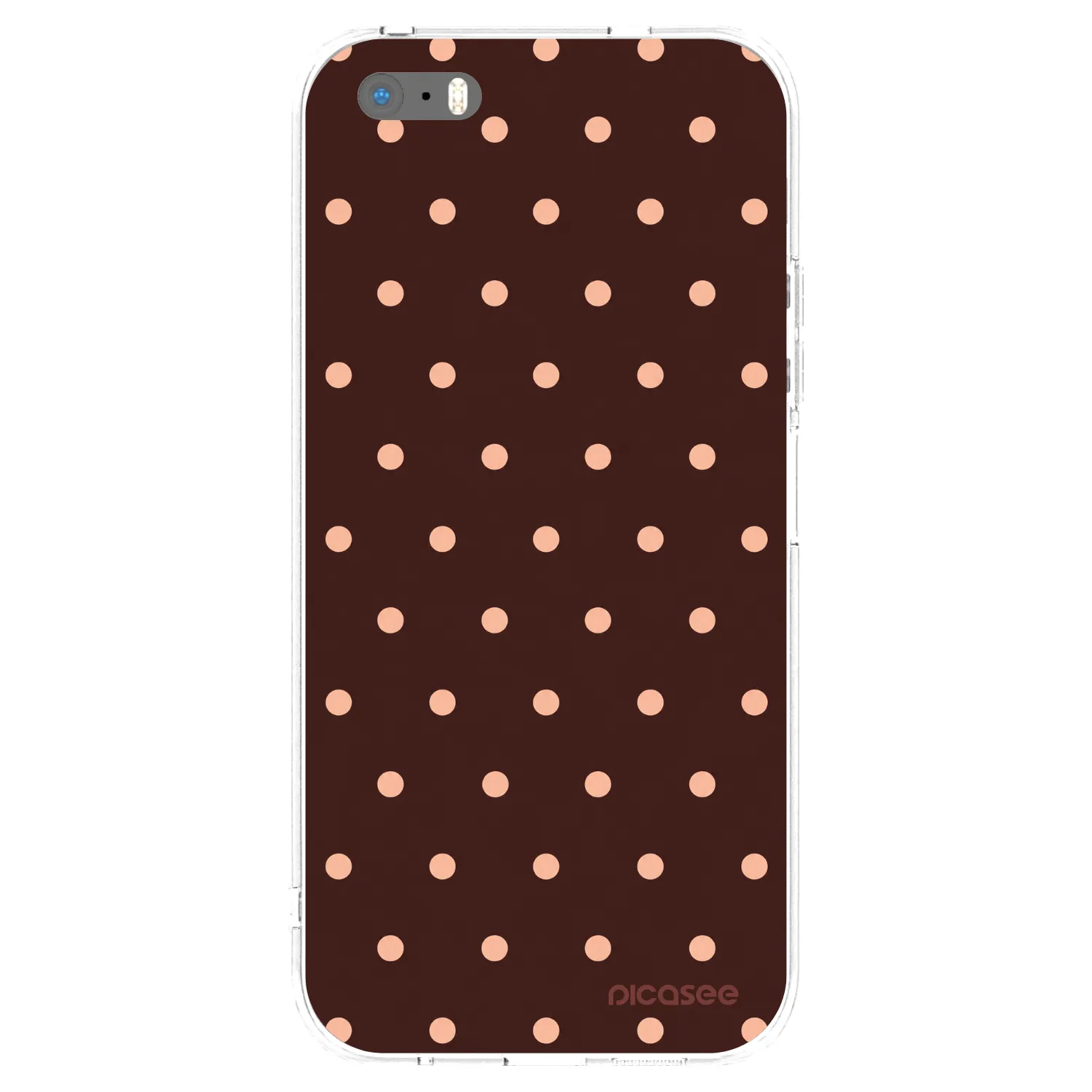 Picasee silikonowe przeźroczyste etui na Apple iPhone 5/5S/SE - Peach Dots & Chocolate