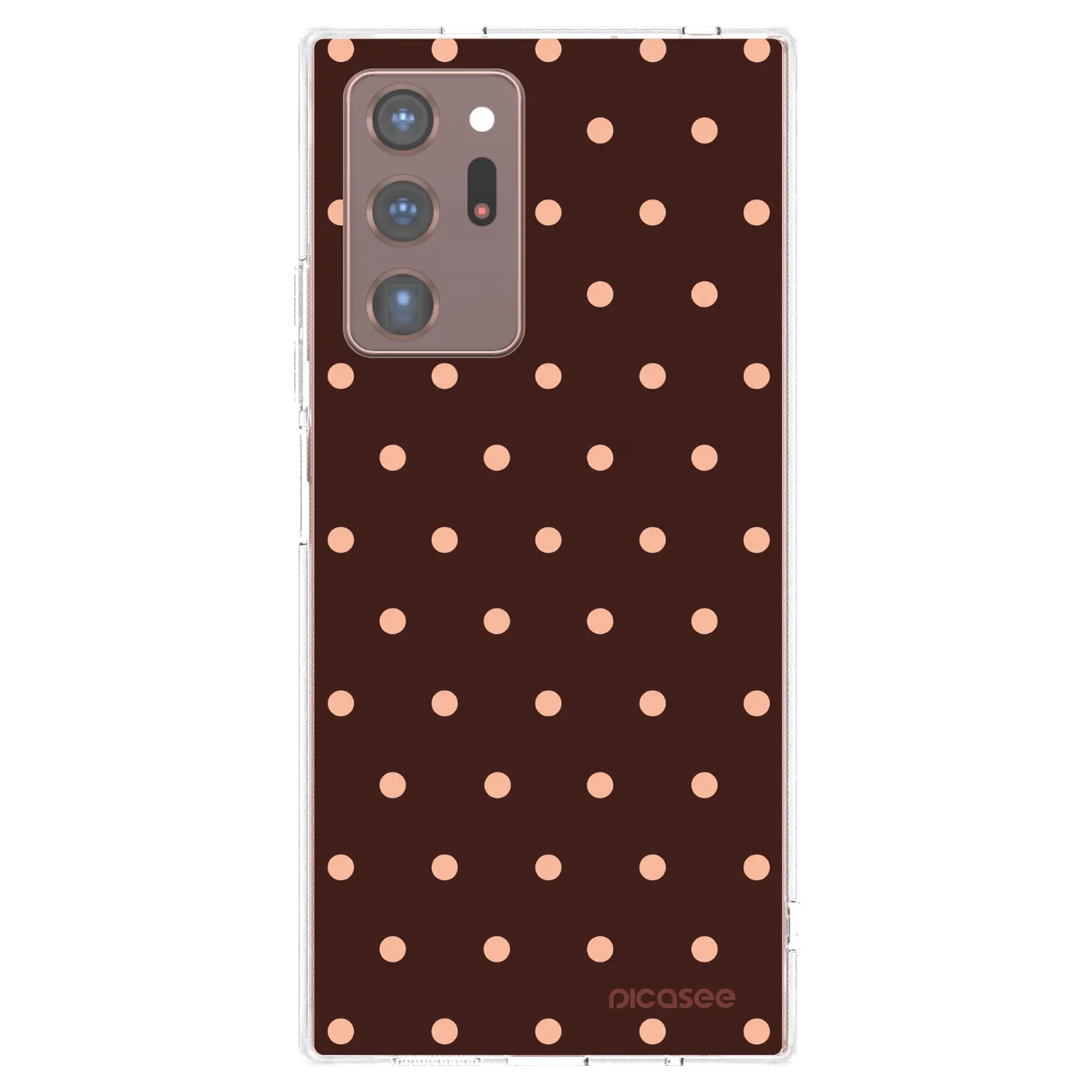 Picasee silikonowe przeźroczyste etui na Samsung Galaxy Note 20 Ultra - Peach Dots & Chocolate