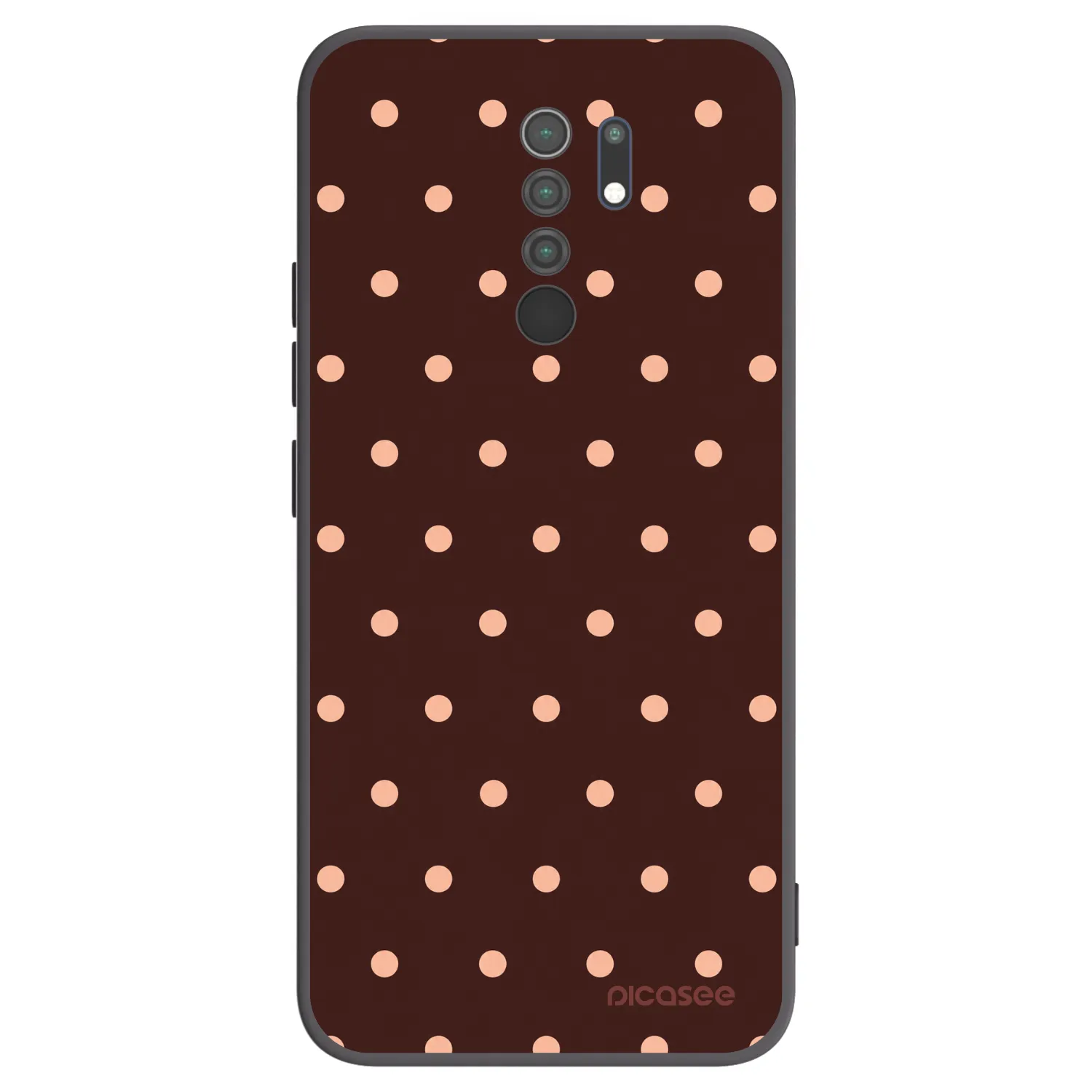 Picasee silikonowe czarne etui na Xiaomi Redmi 9 - Peach Dots & Chocolate