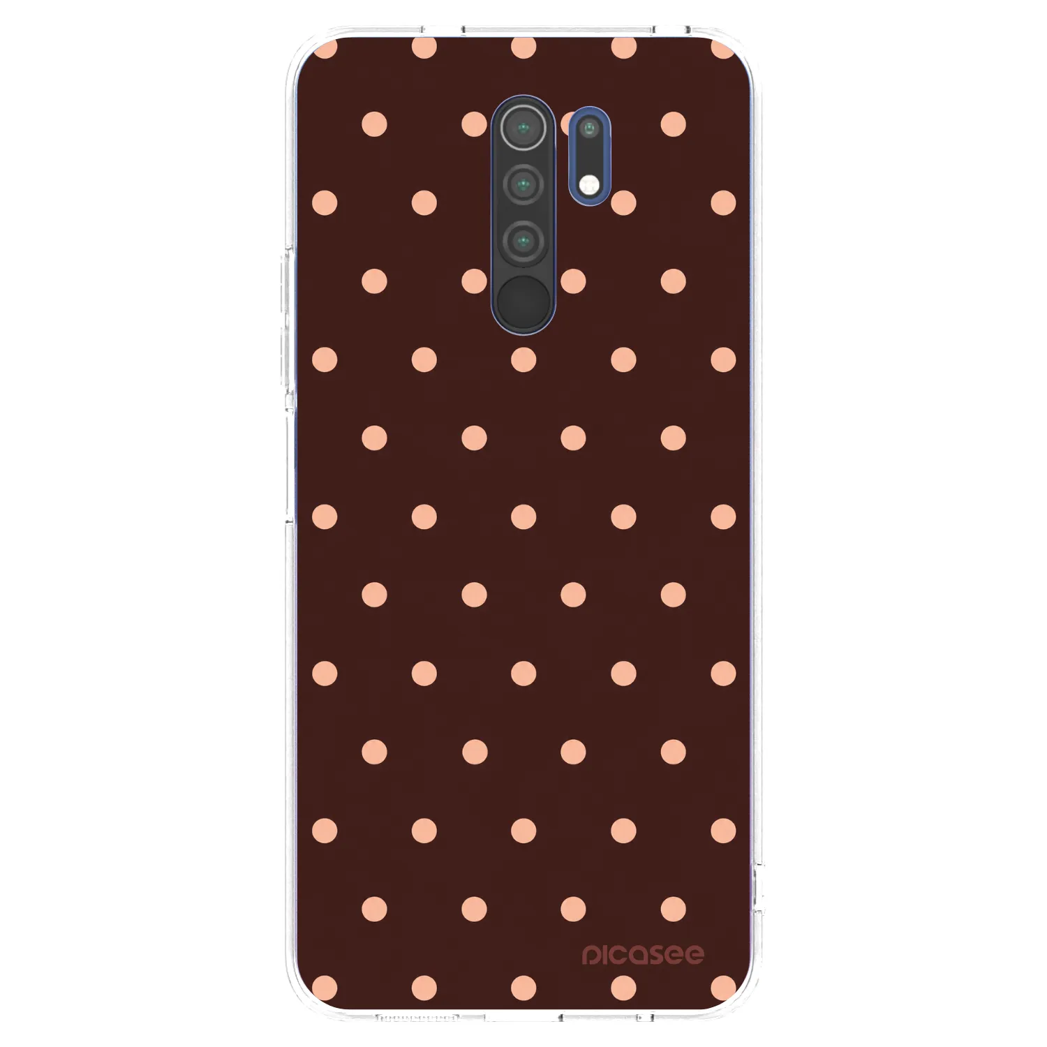 Picasee silikonowe przeźroczyste etui na Xiaomi Redmi 9 - Peach Dots & Chocolate