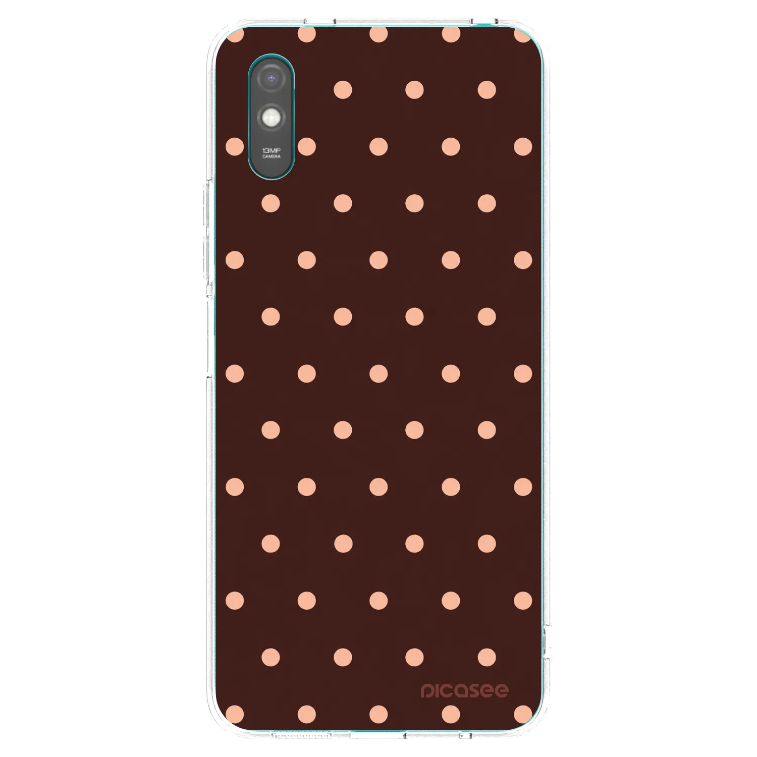 Picasee silikonowe przeźroczyste etui na Xiaomi Redmi 9A - Peach Dots & Chocolate