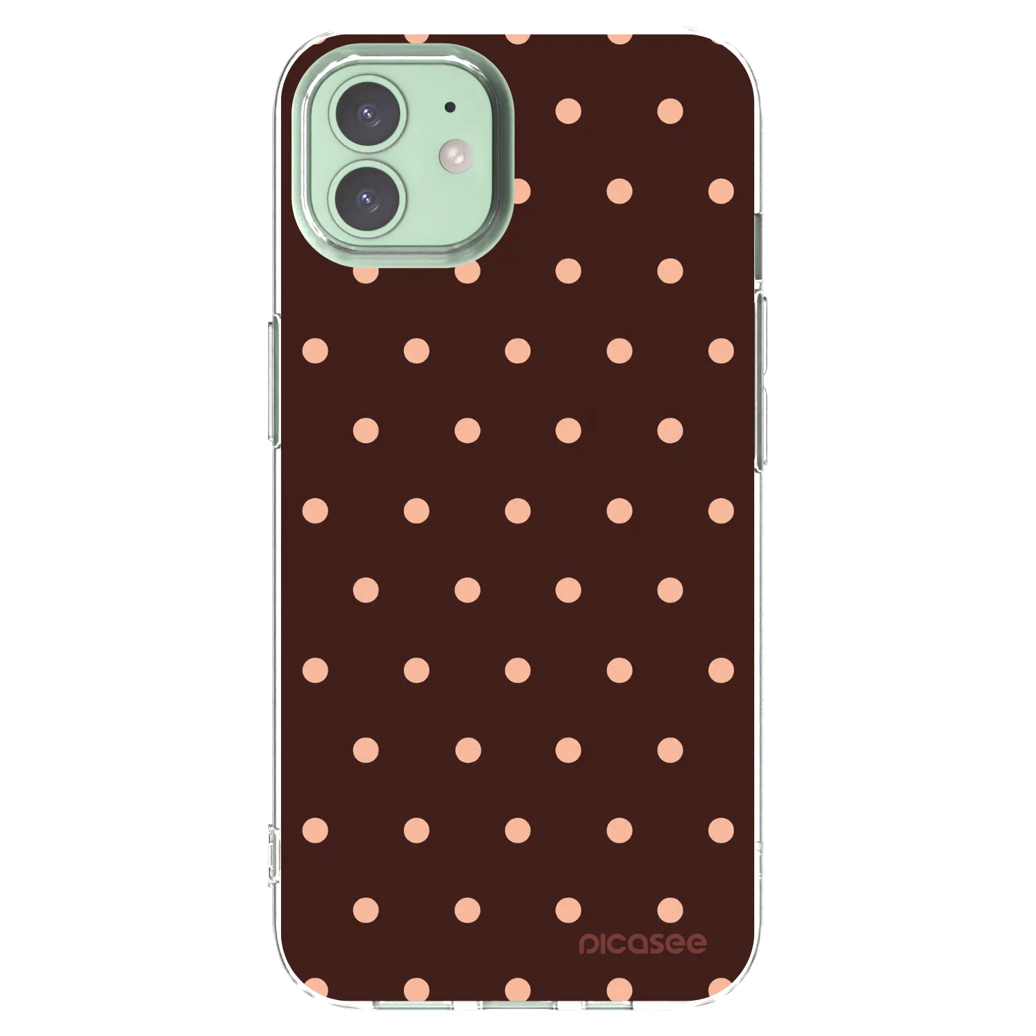 Picasee silikonowe przeźroczyste etui na Apple iPhone 12 - Peach Dots & Chocolate