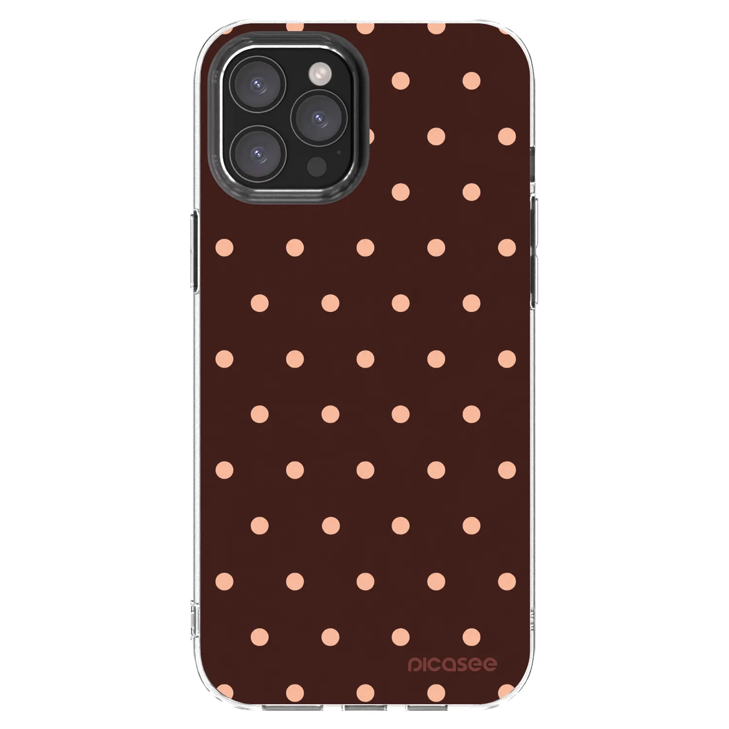 Picasee silikonowe przeźroczyste etui na Apple iPhone 12 Pro Max - Peach Dots & Chocolate