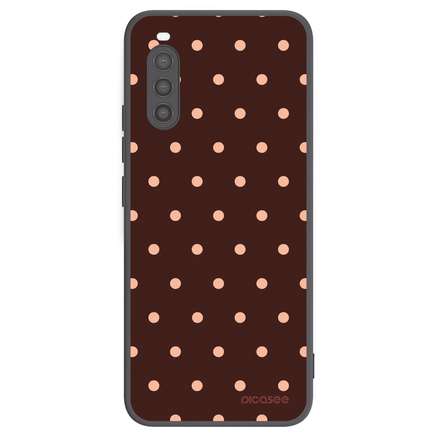 Picasee silikonowe czarne etui na Sony Xperia 10 II - Peach Dots & Chocolate