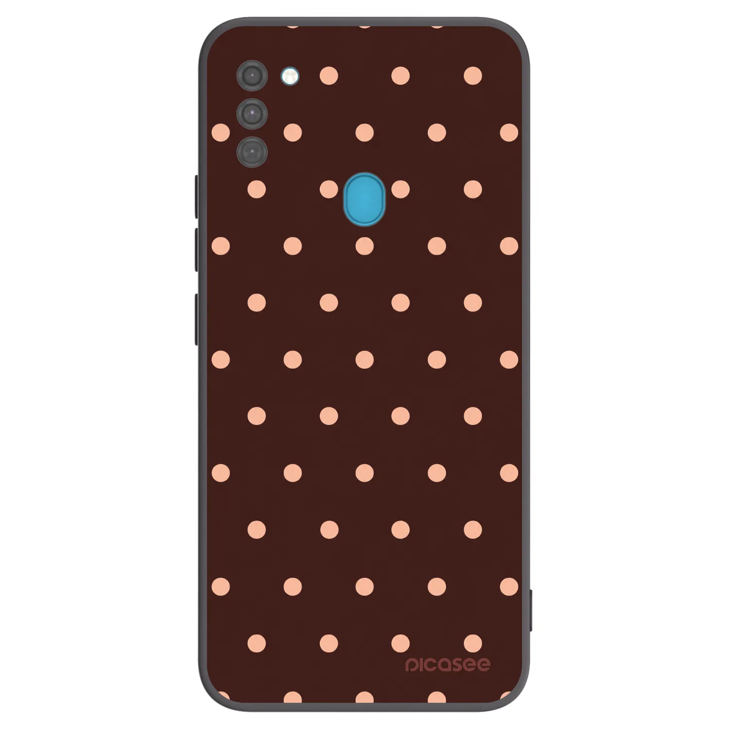 Picasee silikonowe czarne etui na Samsung Galaxy M11 - Peach Dots & Chocolate