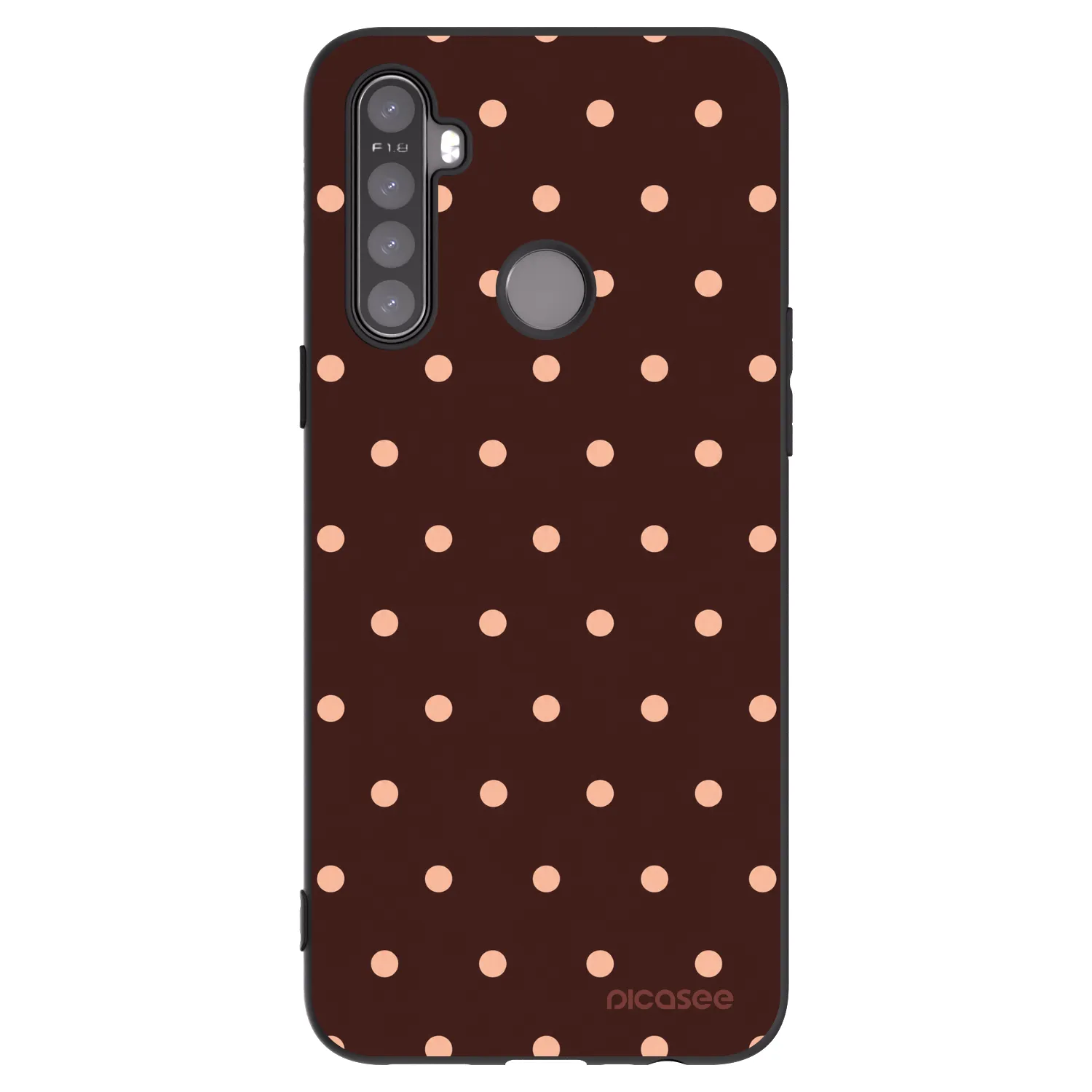 Picasee silikonowe czarne etui na Realme 5 - Peach Dots & Chocolate