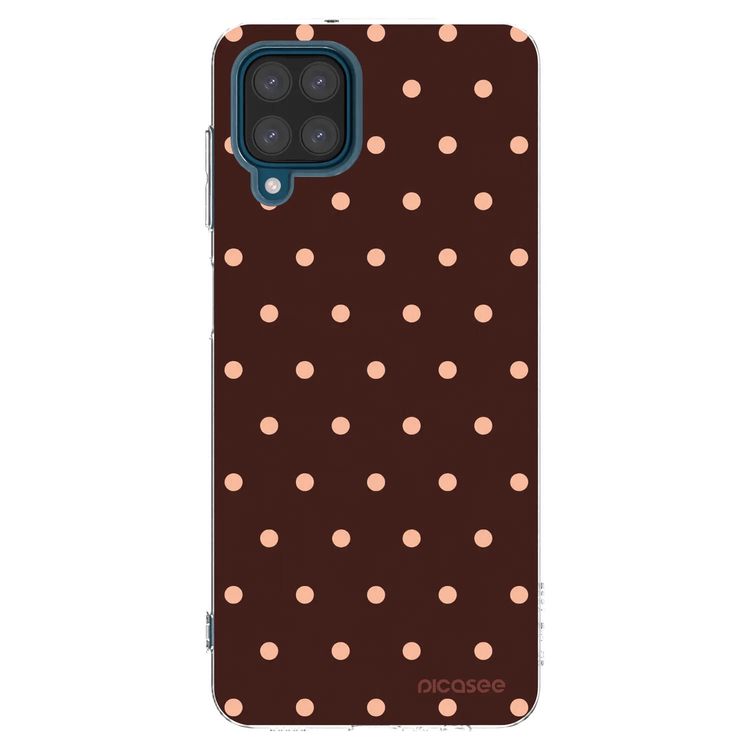 Picasee silikonowe przeźroczyste etui na Samsung Galaxy A12 A125F - Peach Dots & Chocolate