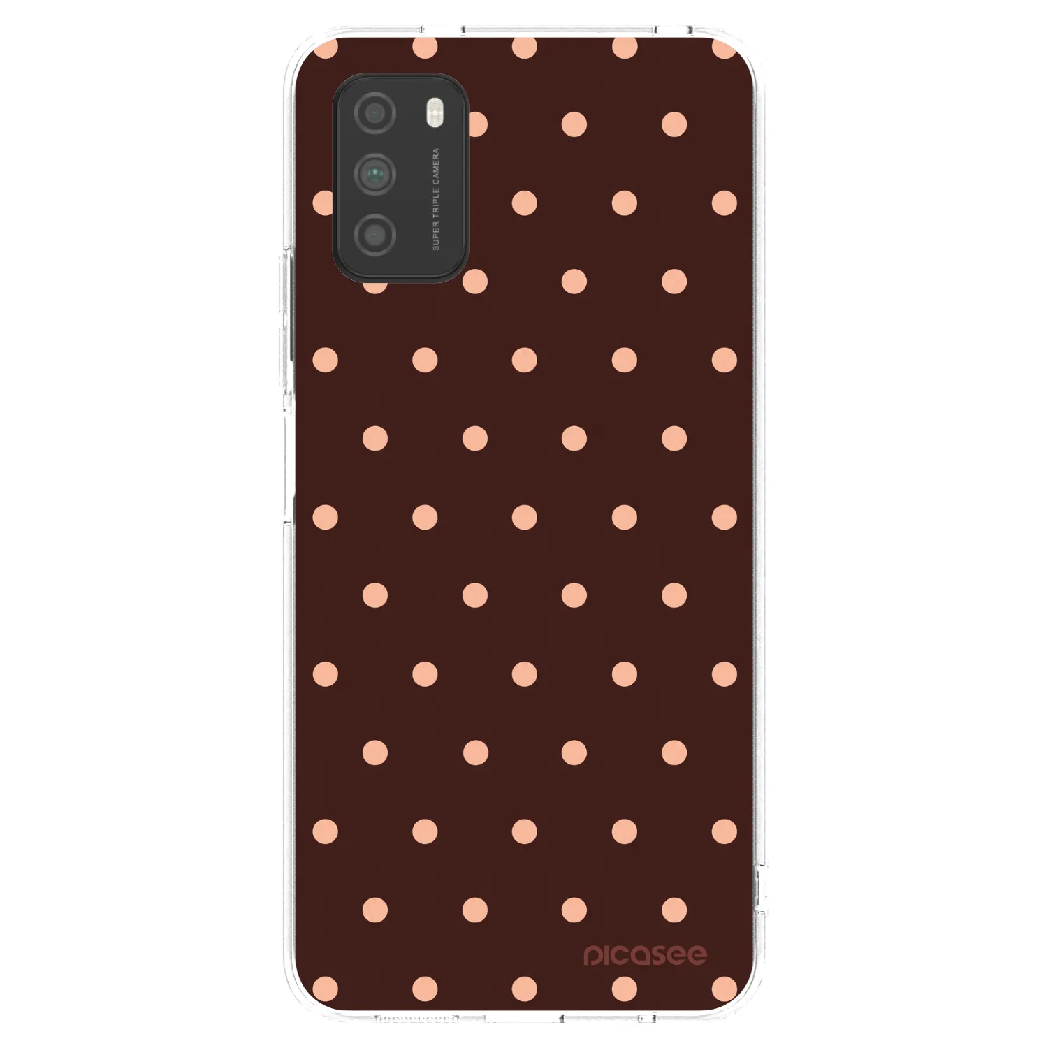 Picasee silikonowe przeźroczyste etui na Xiaomi Poco M3 - Peach Dots & Chocolate