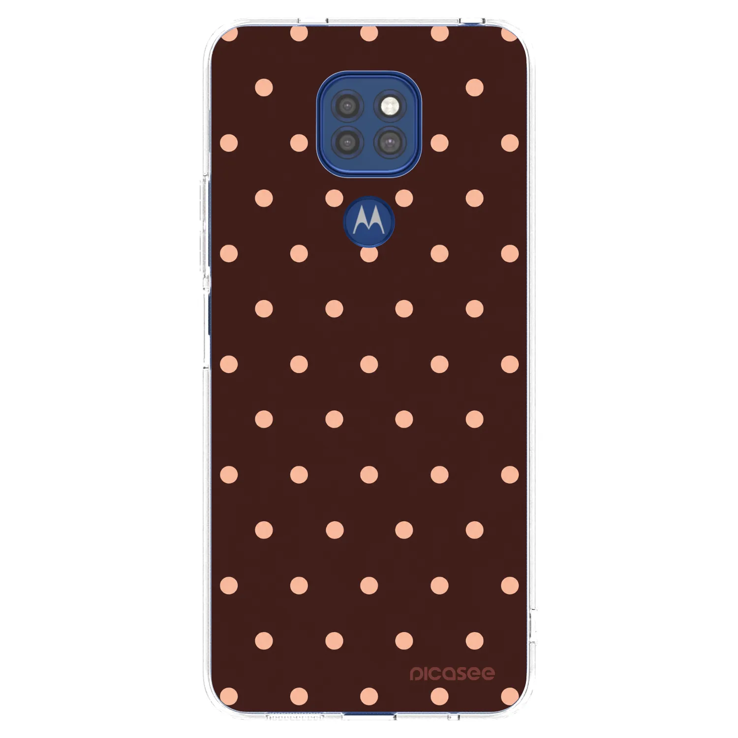 Picasee silikonowe przeźroczyste etui na Motorola Moto G9 Play - Peach Dots & Chocolate