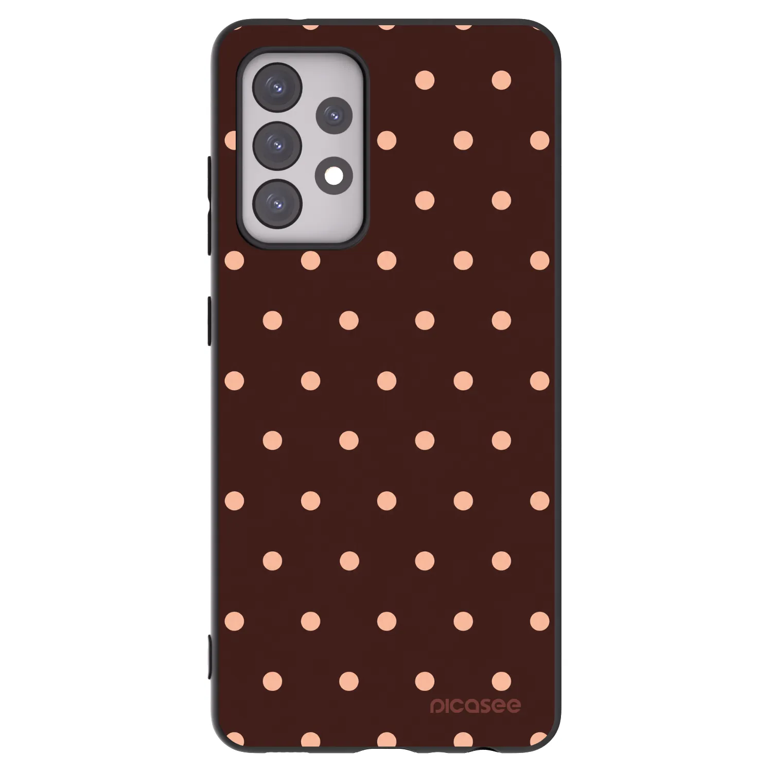 Picasee silikonowe czarne etui na Samsung Galaxy A52 5G A525F - Peach Dots & Chocolate
