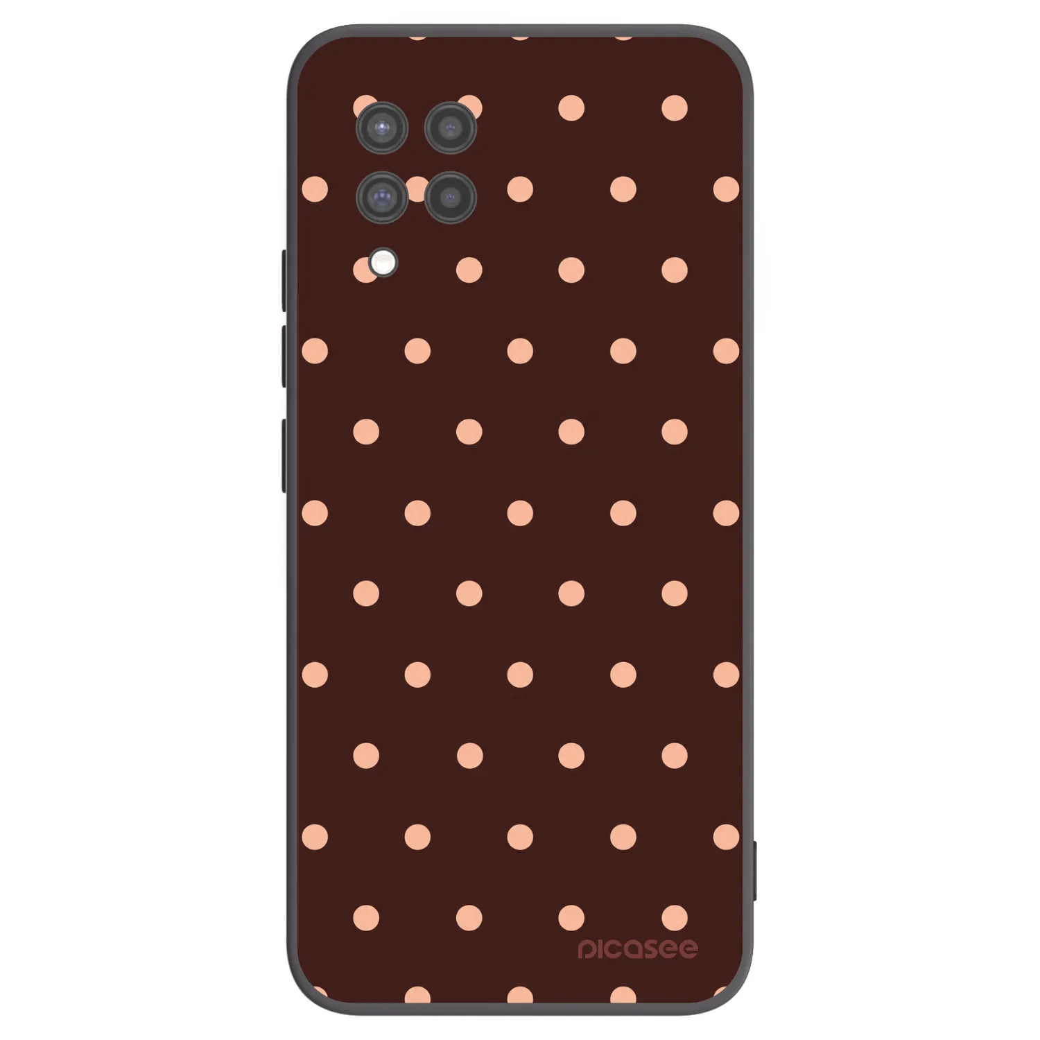 Picasee silikonowe czarne etui na Samsung Galaxy A42 A426B - Peach Dots & Chocolate