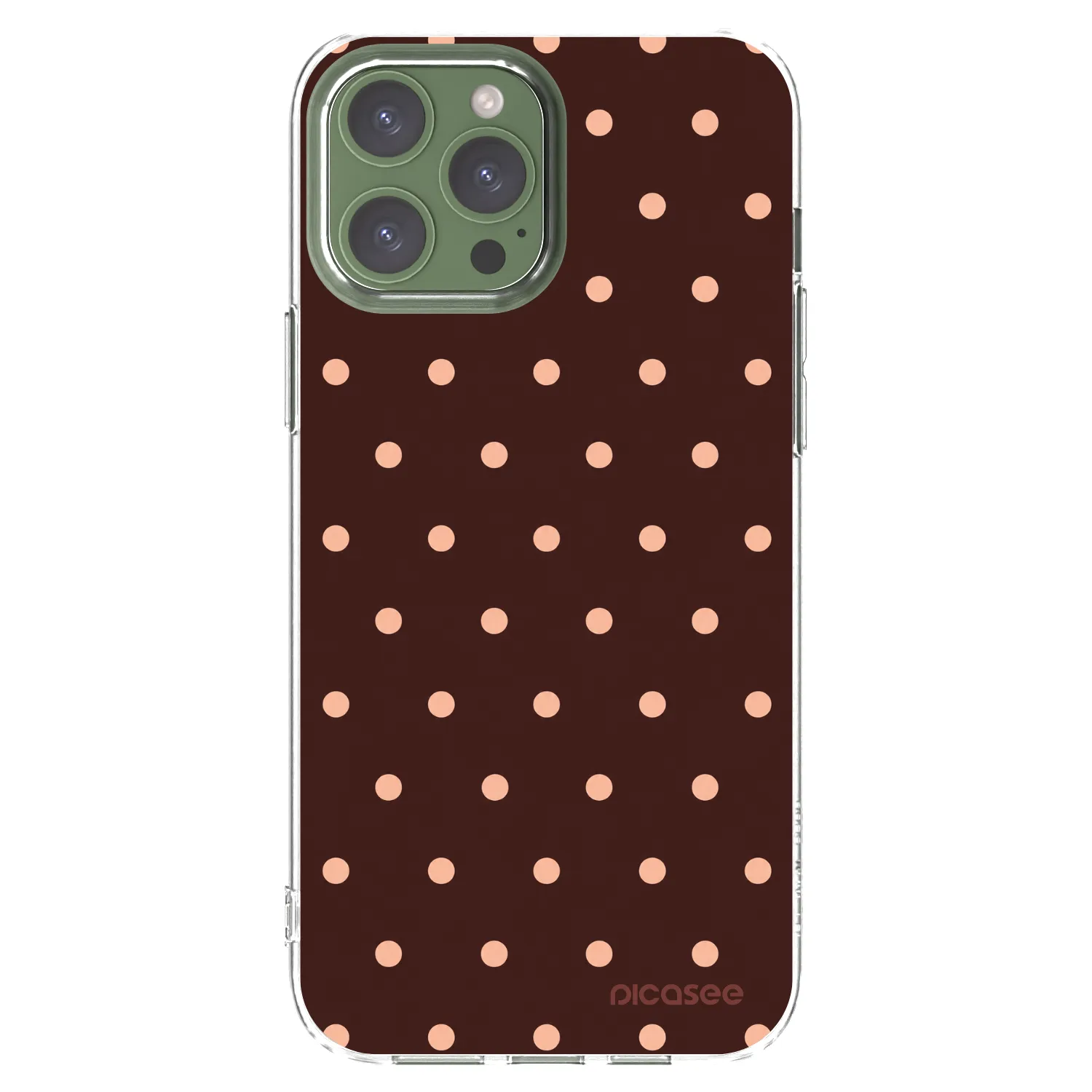 Picasee silikonowe przeźroczyste etui na Apple iPhone 13 Pro Max - Peach Dots & Chocolate