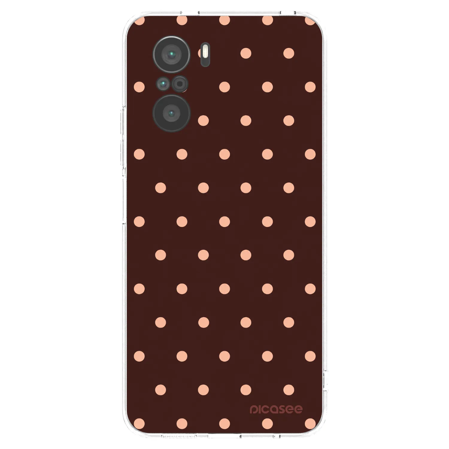 Picasee silikonowe przeźroczyste etui na Xiaomi Poco F3 - Peach Dots & Chocolate