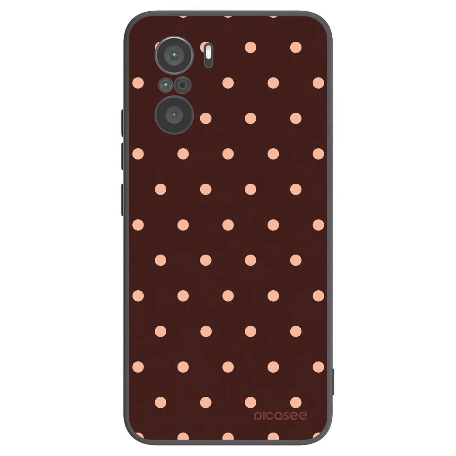 Picasee silikonowe czarne etui na Xiaomi Poco F3 - Peach Dots & Chocolate