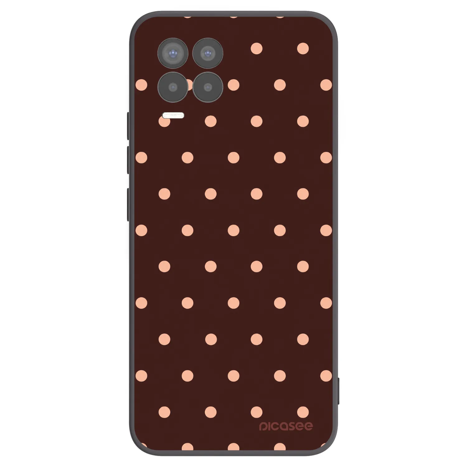 Picasee silikonowe czarne etui na Realme 8 4G - Peach Dots & Chocolate