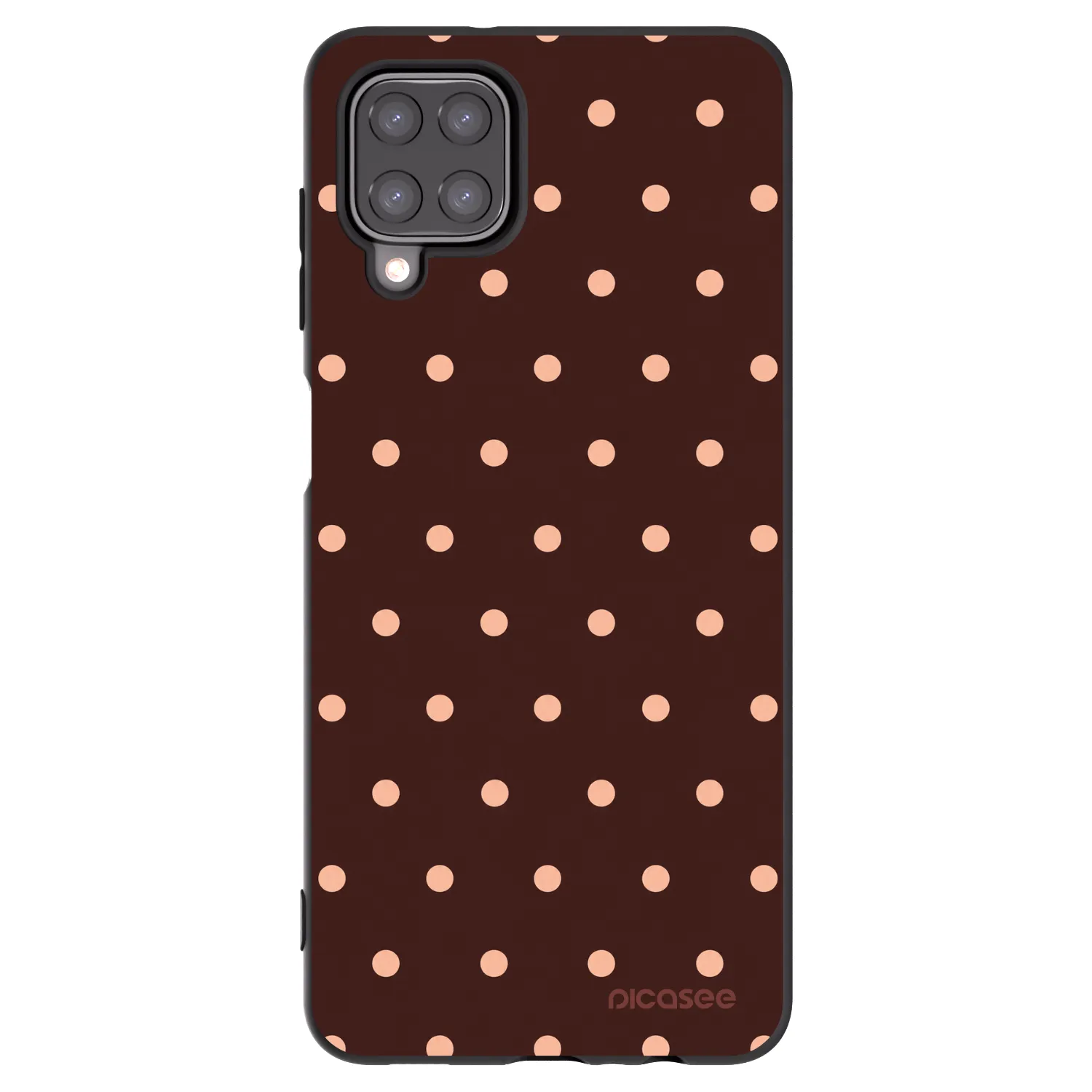 Picasee silikonowe czarne etui na Samsung Galaxy M12 M127F - Peach Dots & Chocolate