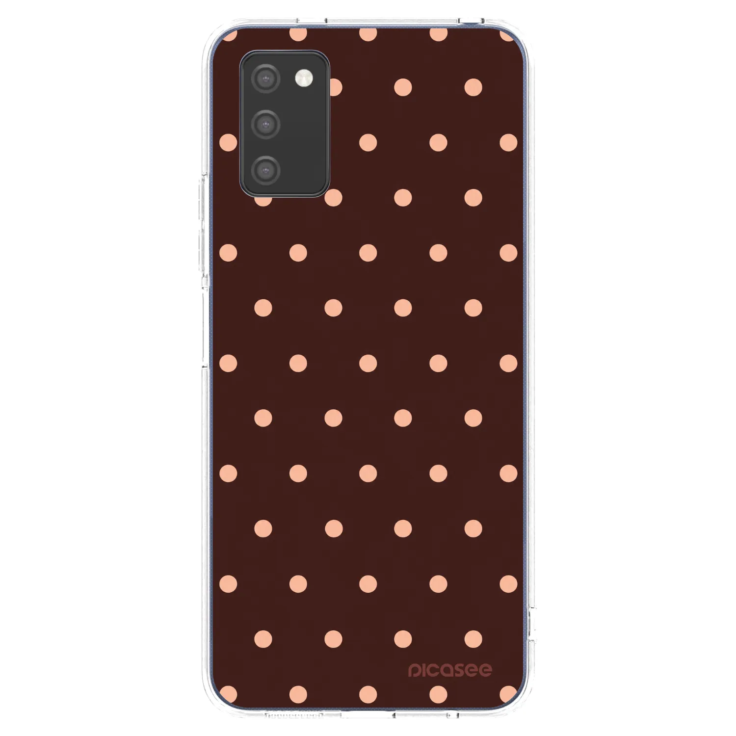 Picasee silikonowe przeźroczyste etui na Samsung Galaxy A02s A025G - Peach Dots & Chocolate
