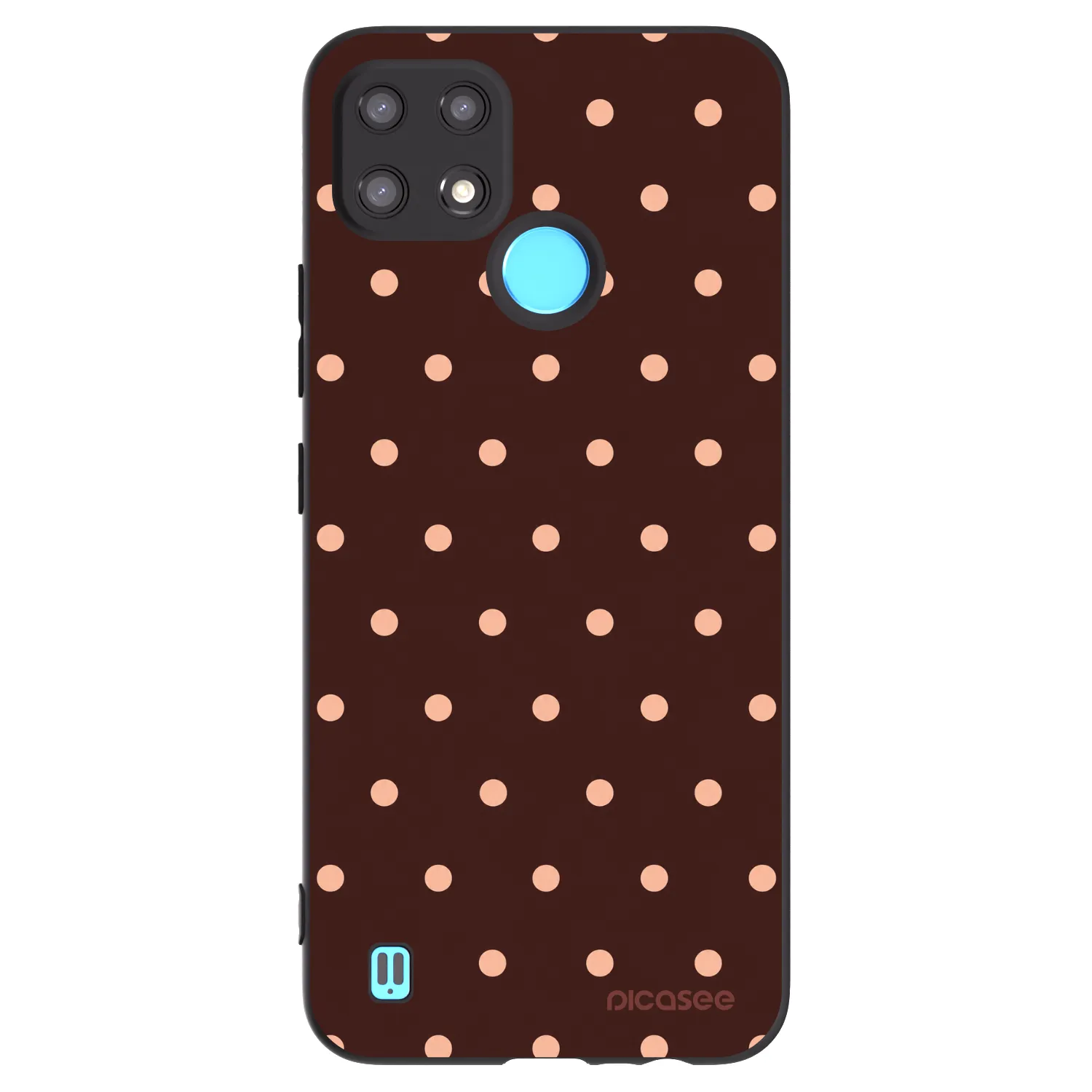 Picasee silikonowe czarne etui na Realme C21 - Peach Dots & Chocolate