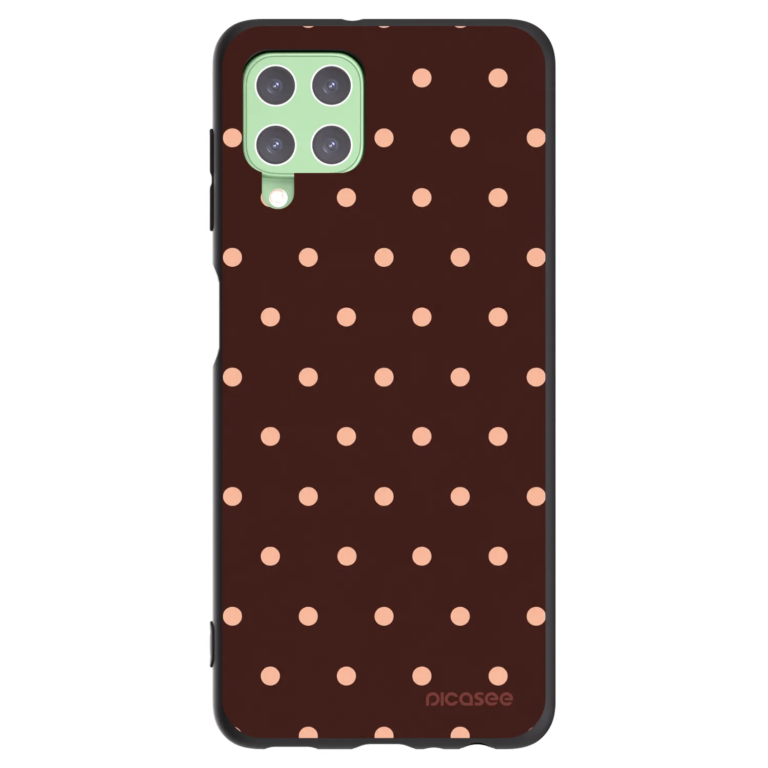 Picasee silikonowe czarne etui na Samsung Galaxy A22 A225F 4G - Peach Dots & Chocolate