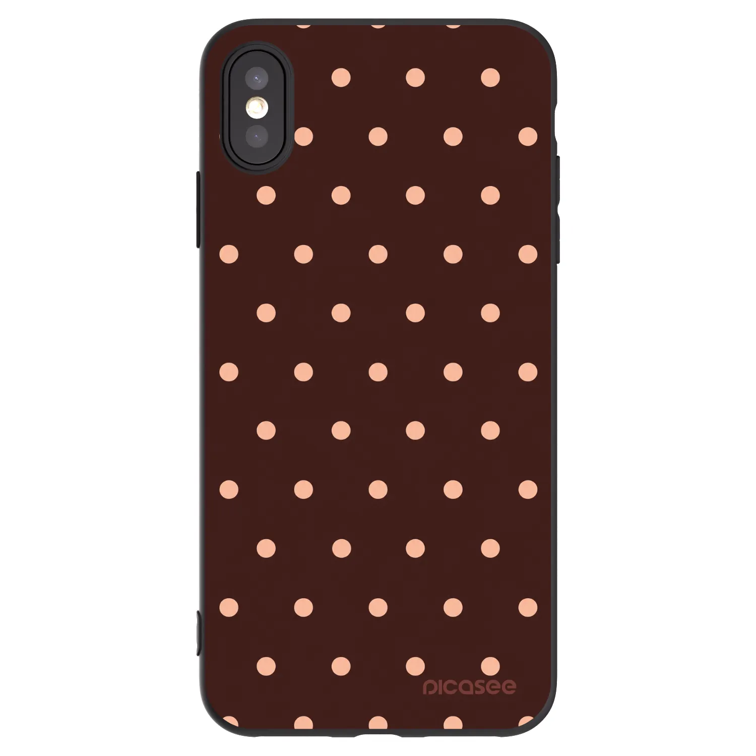 Picasee silikonowe czarne etui na Apple iPhone XS Max - Peach Dots & Chocolate