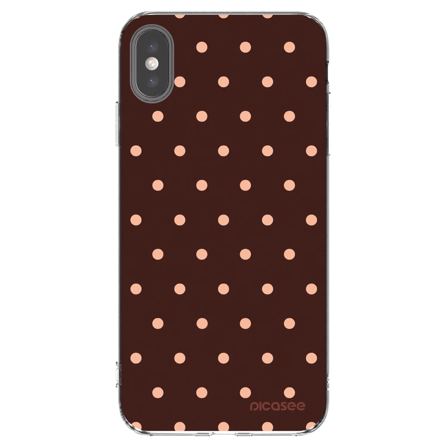 Picasee silikonowe przeźroczyste etui na Apple iPhone XS Max - Peach Dots & Chocolate