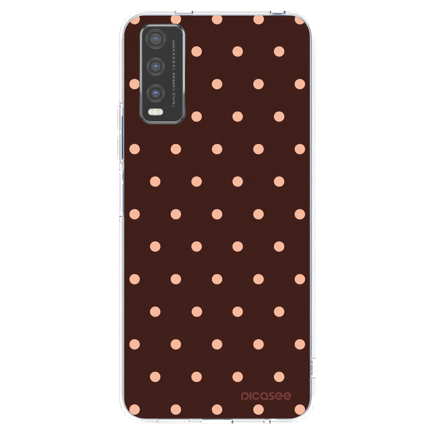 Picasee silikonowe przeźroczyste etui na Vivo Y20s - Peach Dots & Chocolate