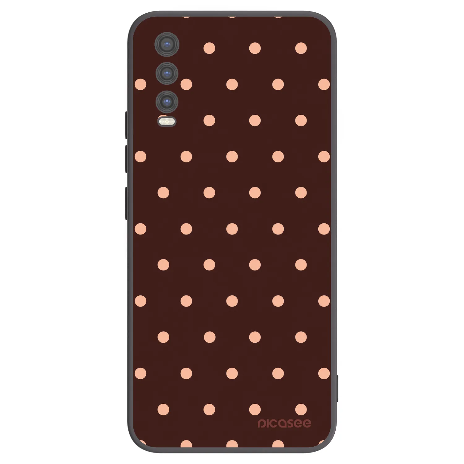 Picasee silikonowe czarne etui na Vivo Y20s - Peach Dots & Chocolate