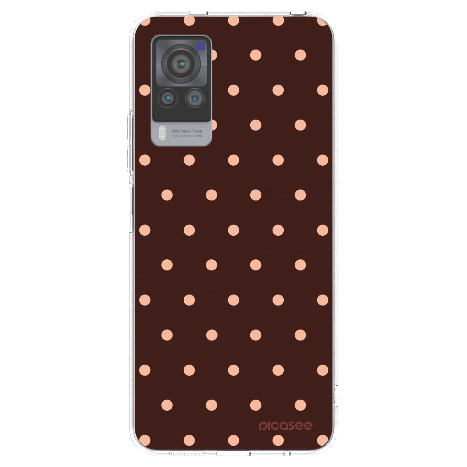 Picasee silikonowe przeźroczyste etui na Vivo X60 Pro 5G - Peach Dots & Chocolate