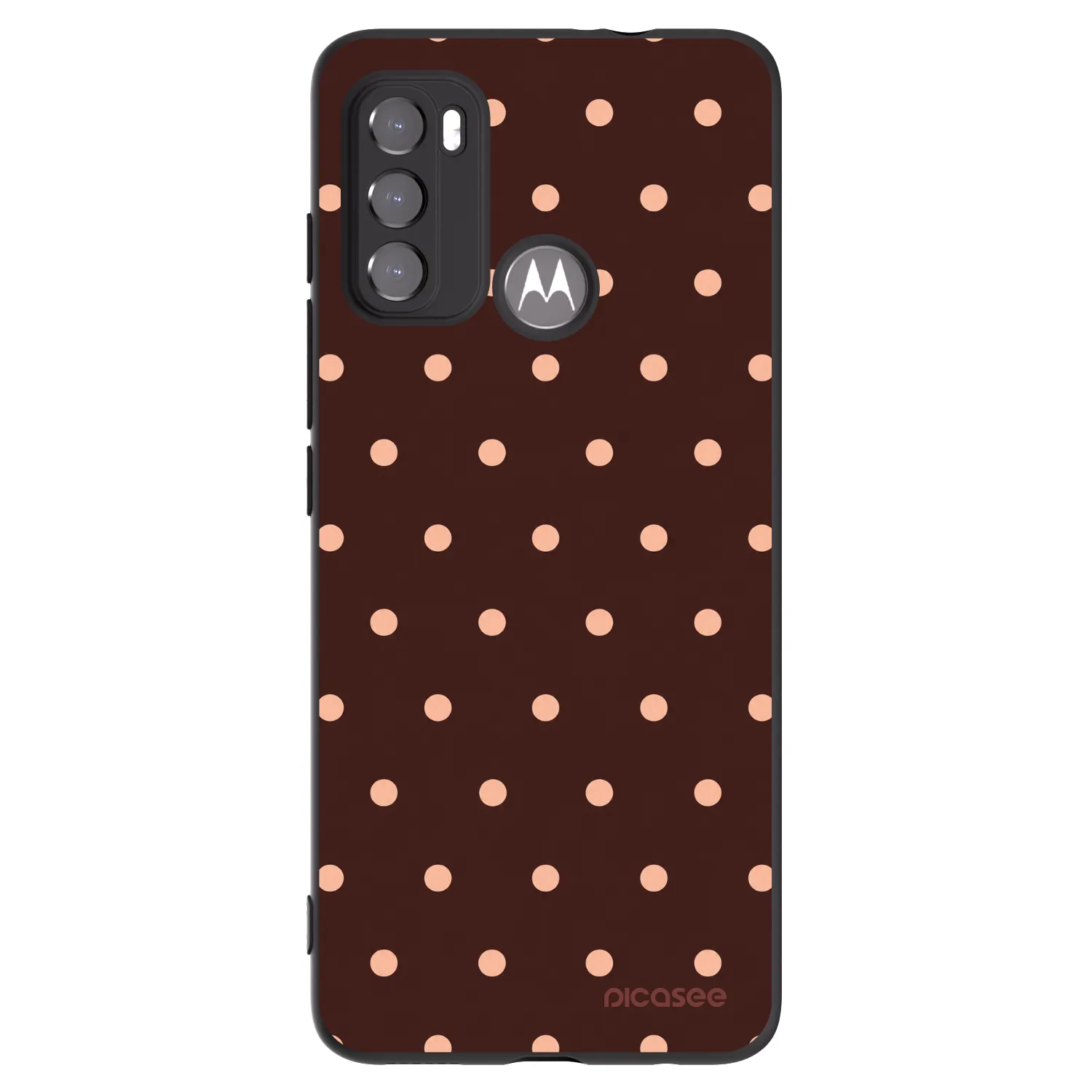 Picasee silikonowe czarne etui na Motorola Moto G60 - Peach Dots & Chocolate