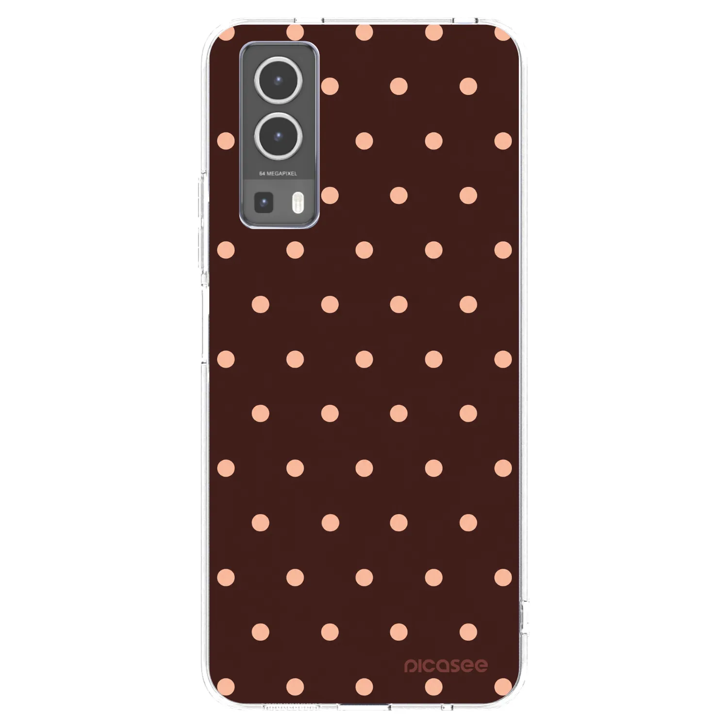 Picasee silikonowe przeźroczyste etui na Vivo Y72 5G - Peach Dots & Chocolate