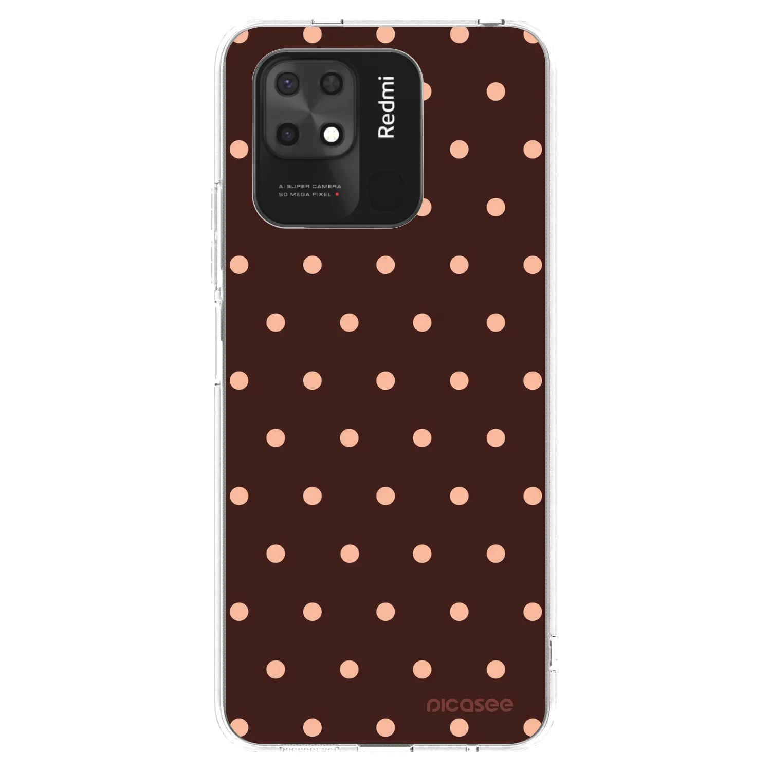 Picasee silikonowe przeźroczyste etui na Xiaomi Redmi 10C - Peach Dots & Chocolate