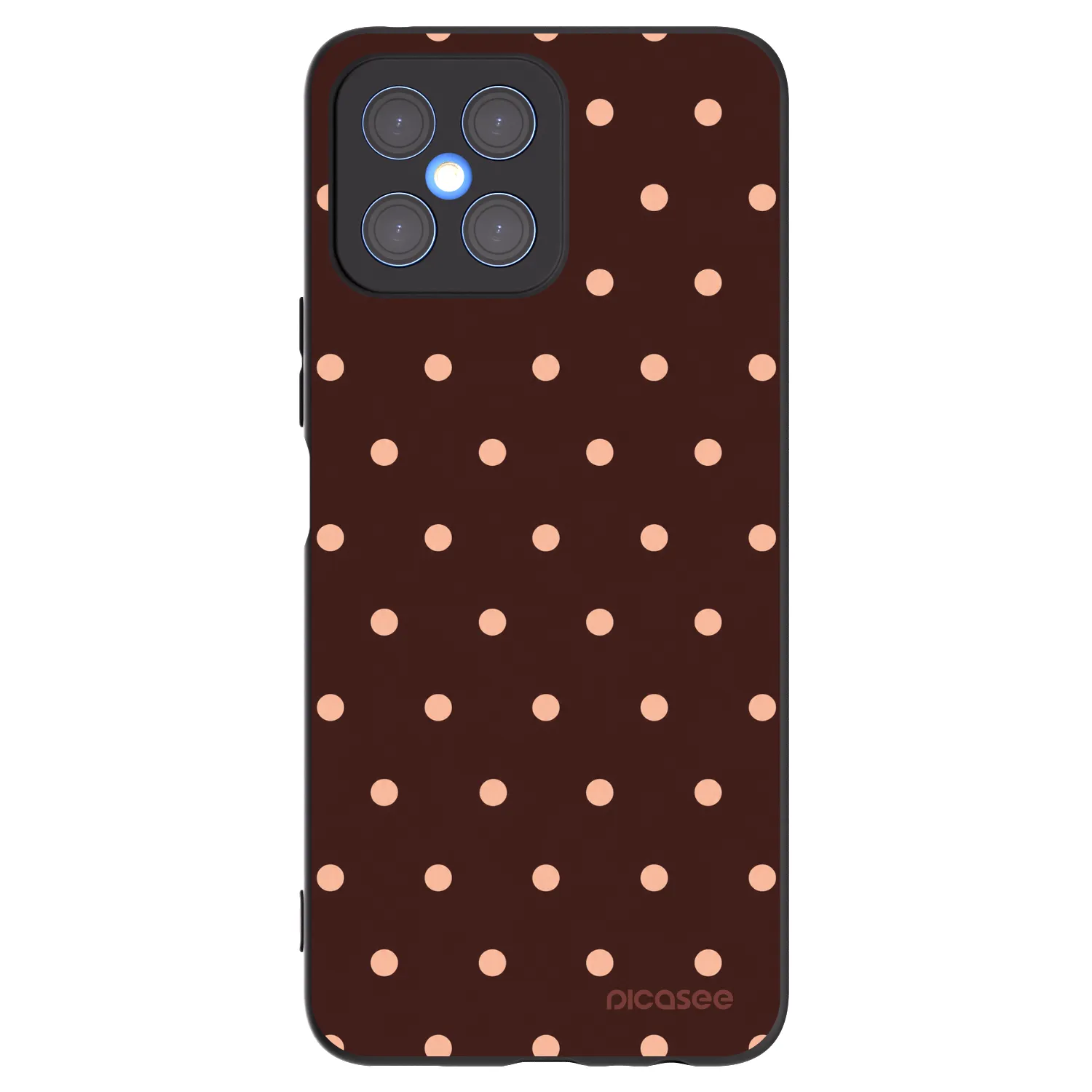Picasee silikonowe czarne etui na Honor X8 4G - Peach Dots & Chocolate